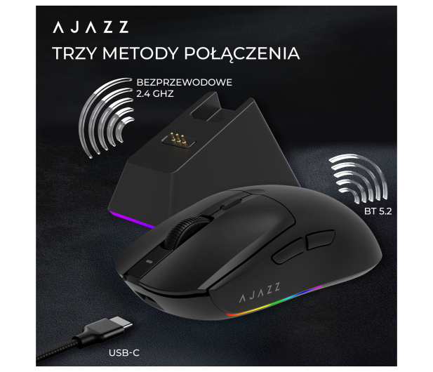 Ajazz AJ139 V2 MC 3311 ze stacją dokującą czarna - 1536392 - zdjęcie 9